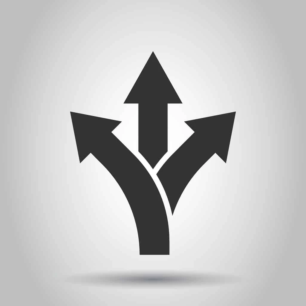 Crossroad icon in flat style. Road direction navigation vector illustration on white isolated background. Locate pin position business concept.